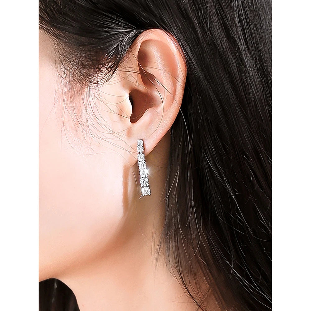 Earrings - 18k White Gold Plated, s925 Sterling Silver, D VVS1 Moissanite (Zircon available), KNOBSPIN CERTIFIED