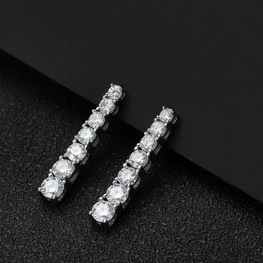 Earrings - 18k White Gold Plated, s925 Sterling Silver, D VVS1 Moissanite (Zircon available), KNOBSPIN CERTIFIED