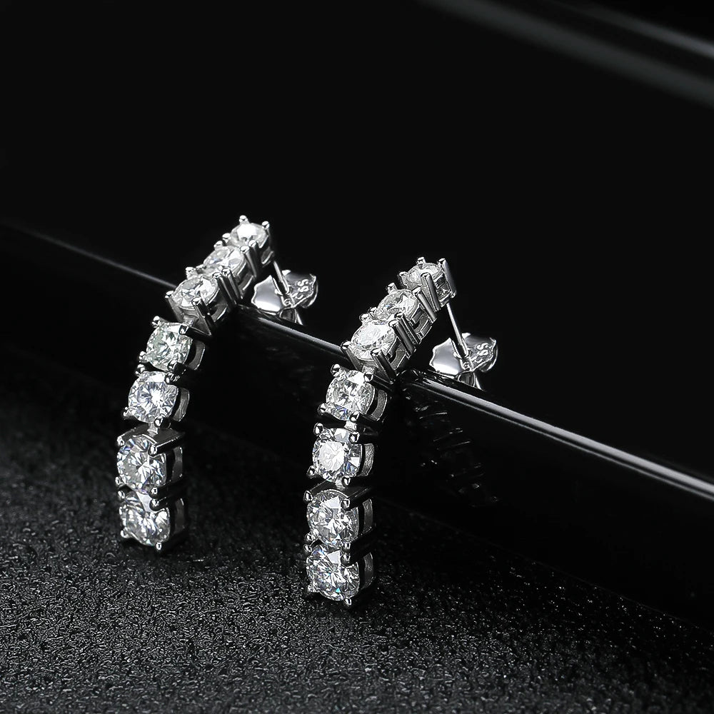 Earrings - 18k White Gold Plated, s925 Sterling Silver, D VVS1 Moissanite (Zircon available), KNOBSPIN CERTIFIED